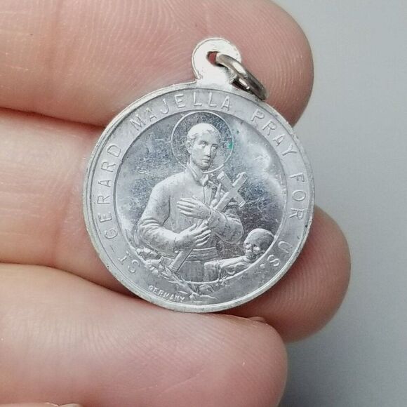 Vintage Saint Gerard Majella Religious Pendant Silver Tone Charm Medallion - Picture 1 of 8